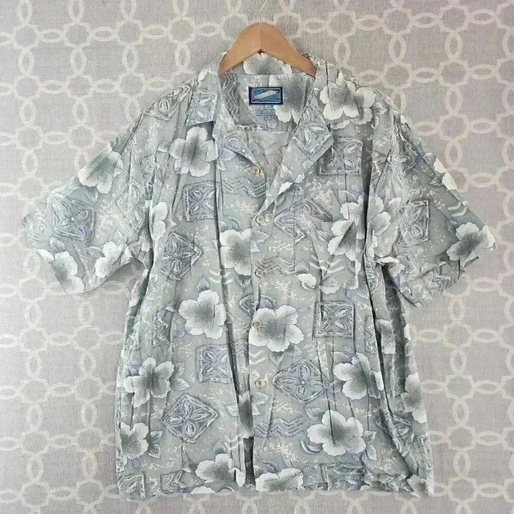 Vintage Pineapple Connection Cotton Floral Hawaiian Button Up Men's XL